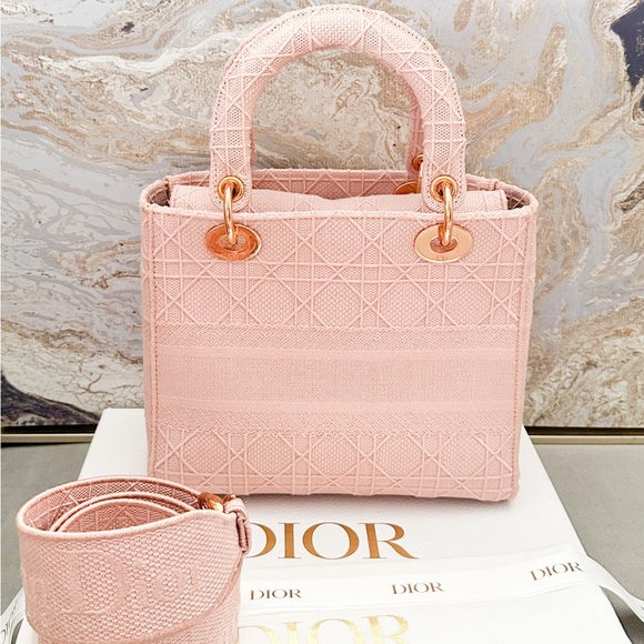 Christian Dior Canvas Cannage Medium Lady Dior D-Lite Tote Bag - Picture 3 of 16